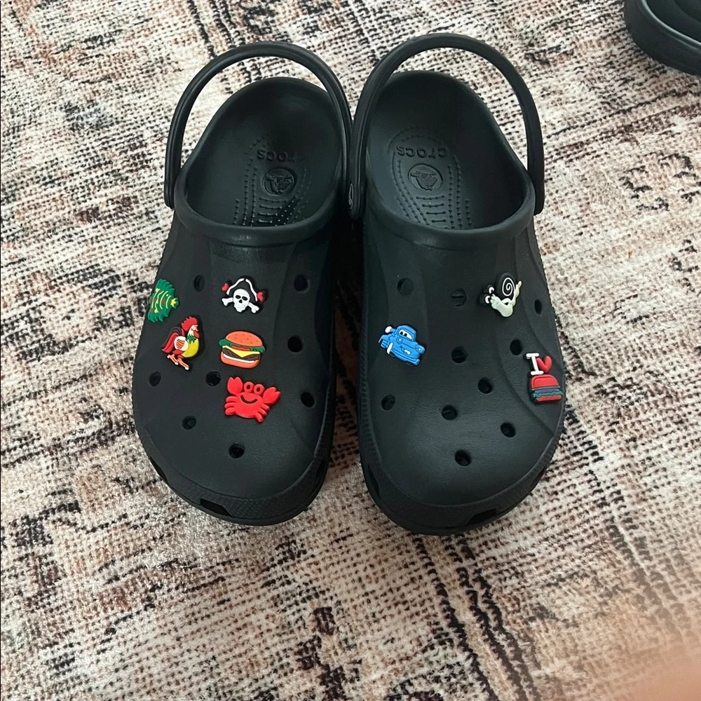 CROCS Kids Black Water Shoes with Fun Charms